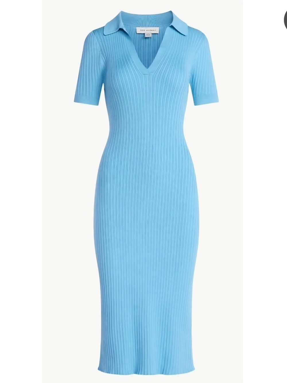 Light Blue Ribbed Polo Midi Dress. Size XL